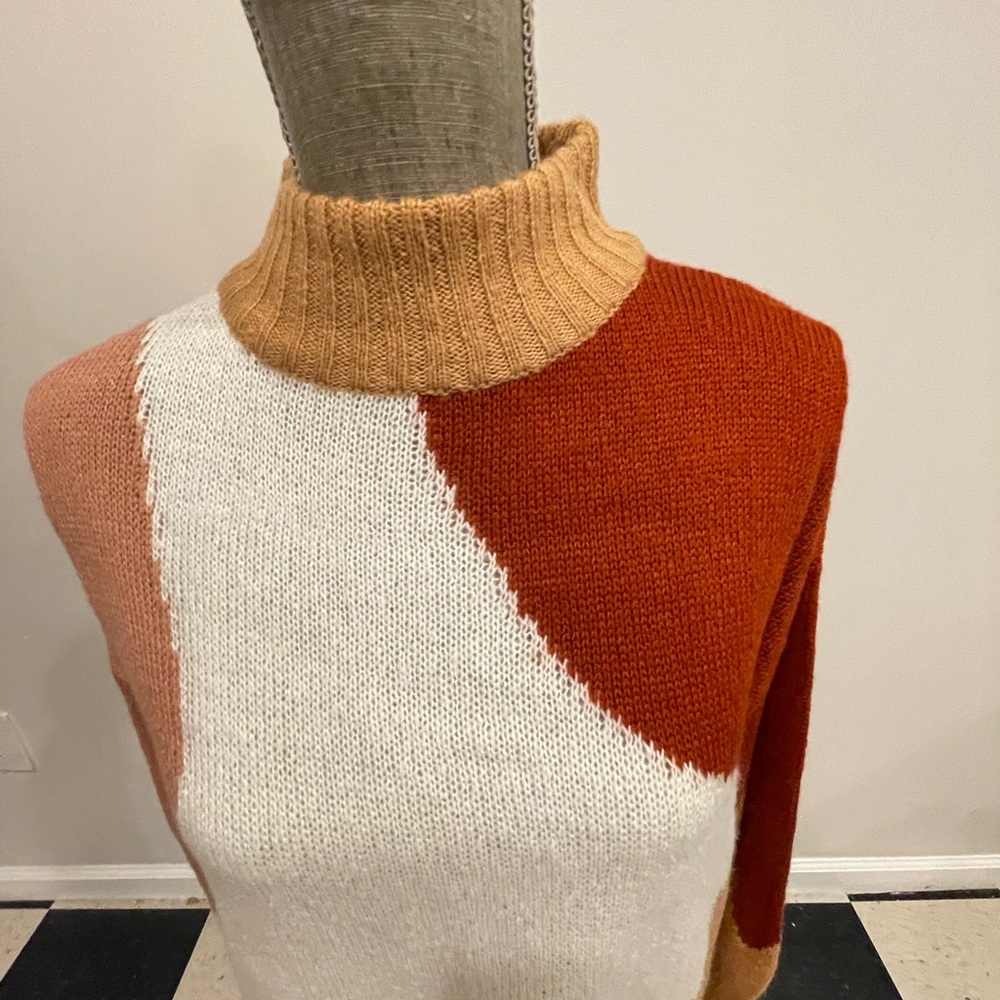 Colorblock Sweater - Red, White, Tan- Brand New.  UK10/US6 - Picture 11 of 12